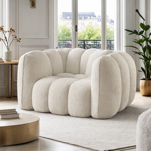 albans modern cream beige boucle comfortable sofa settee armchairs by divine sofas